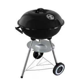 Portable Round Kettle Charcoal Grill BBQ Outdoor Heat Control Party BBQ Grill Black