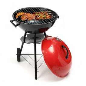 Portable Round Kettle Charcoal Grill BBQ Outdoor Heat Control Party BBQ Grill Red