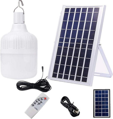 Portable Solar LED Bulb, 100W, Rechargeable with Solar Panel for ...