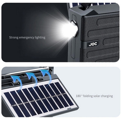 Portable Solar Powered AM FM SW Radio with Bluetooth Speaker and Flashlight