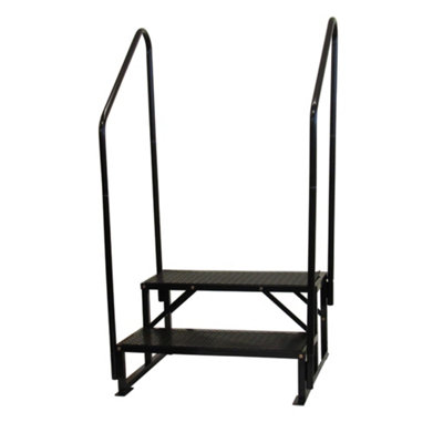 Portable Staging Stairs Portacabin Steps 2 Step (Non Slip Bolt Down Outdoor Modular Building Entry) - 3