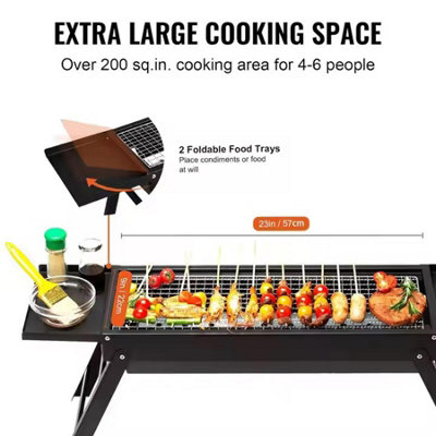 Portable Stainless Steel Folding Charcoal BBQ Grill with Expansion ...