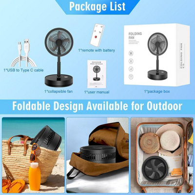Portable Standing Fan Remote Control, 9 Inch Foldable Pedestal Fans ...