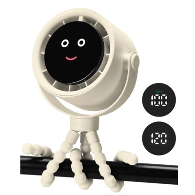 Portable Stroller Fan with LCD Display, 5 Speeds, Tripod Clip for ...