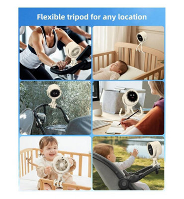 Portable Stroller Fan with LCD Display, 5 Speeds, Tripod Clip for ...
