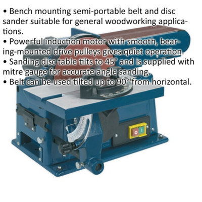 Portable Table Mounted Disc Belt Sander 500W 230V 915 x