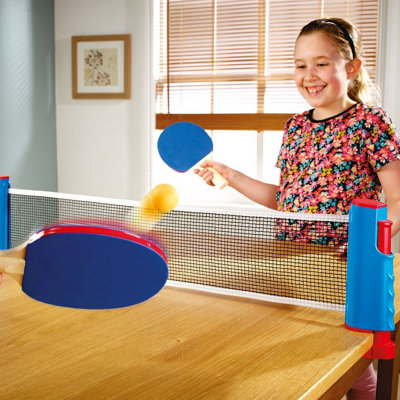 Portable Table Tennis Set with Retractable Net 2 Bats 2 Balls Home or Office Ping Pong Kit for Indoor or Outdoor Tables
