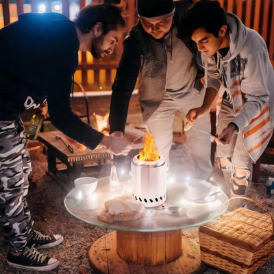 Portable Tabletop Fire Pit - Low Smoke Stainless Steel Mini Fire Pit