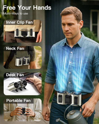 Portable Waist Fan Electric Fan USB Charging Waist Hanging Fan with 5 ...