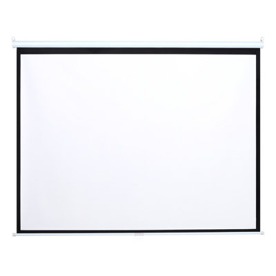 Portable Wall and Ceiling Mount Projector Screen Manual Pull Down for Home Theater 84 Inch 4:3