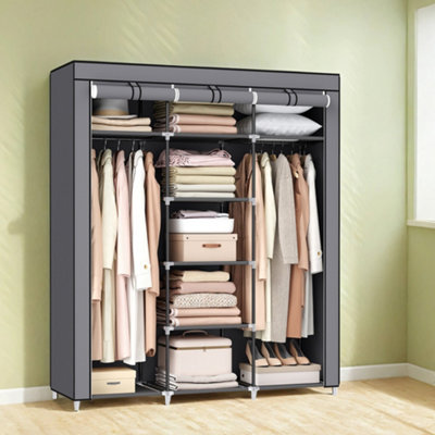 Portable Wardrobe with Clothes Rail Storage Shelves