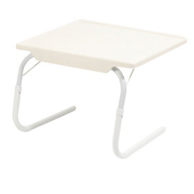 Portable White Bed Table for Reading Writing - Adjustable Laptop Bed Tray