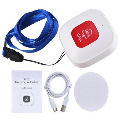 Portable WiFi Emergency Call Button - Rechargeable Wireless Alarm