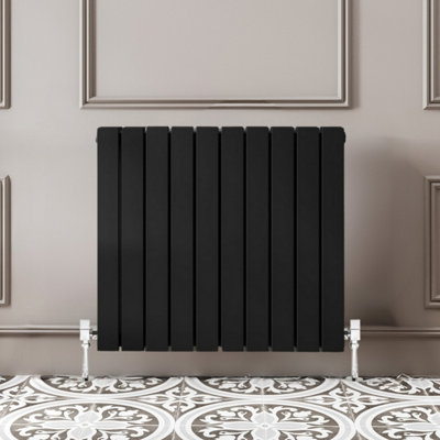 Porter Black Double Horizontal Flat Panel Radiator - 600x680mm