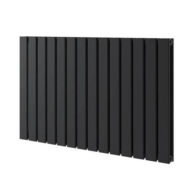 Porter Black Double Horizontal Flat Panel Radiator - 600x952mm