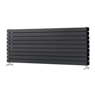 Porter Black Horizontal Double Flat Panel Radiator (W)1600mm x (H)610mm