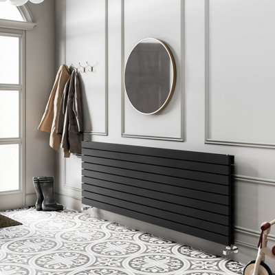 Porter Black Horizontal Double Flat Panel Radiator (W)1600mm x (H)610mm - 3
