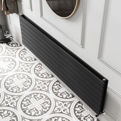 Porter Black Horizontal Double Flat Panel Radiator (W)1800mm x (H)475mm