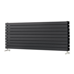 Porter Black Horizontal Double Flat Panel Radiator (W)1800mm x (H)610mm