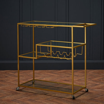 Porter Glass Drinks Trolley Gold