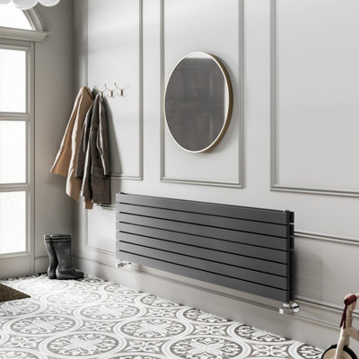 Porter Grey Double Horizontal Flat Panel Radiator - 1200x476mm - 3