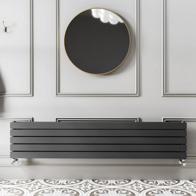 Porter Grey Double Horizontal Flat Panel Radiator - 1800x340mm