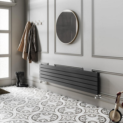 Porter Grey Double Horizontal Flat Panel Radiator - 1800x340mm