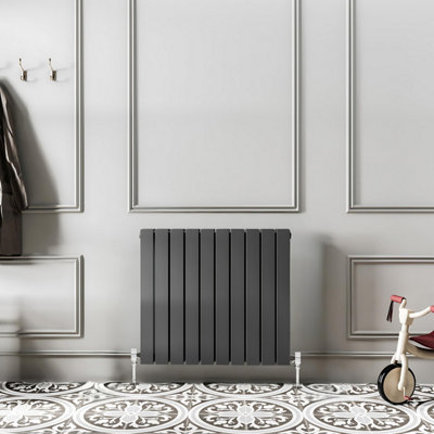 Porter Grey Double Horizontal Flat Panel Radiator - 600x680mm