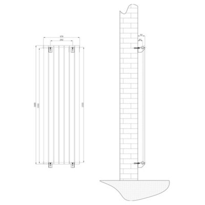 Porter Grey Double Vertical Flat Panel Radiator - 1600x475mm
