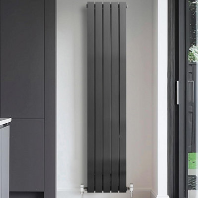 Porter Grey Double Vertical Flat Panel Radiator - 1800x340mm