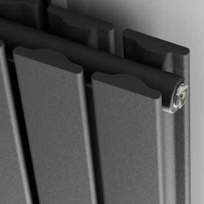Porter Grey Double Vertical Flat Panel Radiator - 1800x340mm