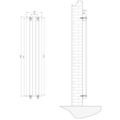 Porter Grey Double Vertical Flat Panel Radiator - 1800x340mm