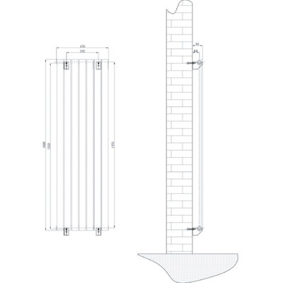 Porter Grey Single Vertical Flat Panel Radiator - 1600x475mm