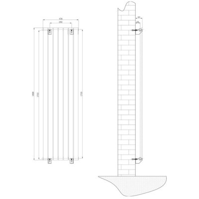 Porter Grey Single Vertical Flat Panel Radiator - 1800x475mm