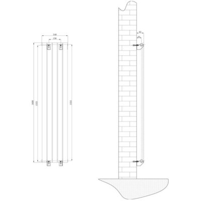 Porter White Double Vertical Flat Panel Radiator - 1600x340mm