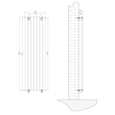 Porter White Double Vertical Flat Panel Radiator - 1800x475mm