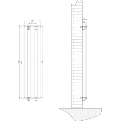 Porter White Single Vertical Flat Panel Radiator - 1600x340mm