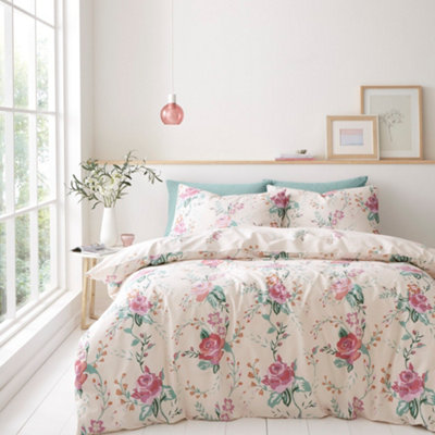 Portfolio Home Rose Garden Floral Soft Easy Care Bed Linen Bedding Duvet Cover Quilt Set With Pillow Case