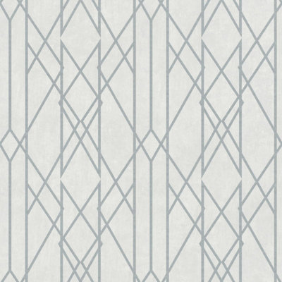 Portfolio Linear Geometric Wallpaper Grey / Silver Rasch 215113