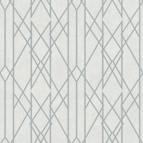 Portfolio Linear Geometric Wallpaper Grey / Silver Rasch 215113