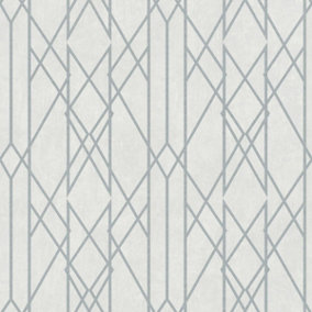 Portfolio Linear Geometric Wallpaper Grey / Silver Rasch 215113