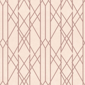 Portfolio Linear Geometric Wallpaper Pink / Rose Gold Rasch 215106