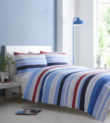 Portfolio Living Simply Stripes Blue Duvet Cover Set Double Bedding Set