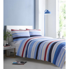 Portfolio Living Simply Stripes Blue Duvet Cover Set Double Bedding Set