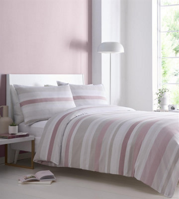 Portfolio Living Simply Stripes Pink Duvet Cover Set Double Bedding Set