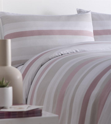 Portfolio Living Simply Stripes Pink Duvet Cover Set Super King Bedding Set