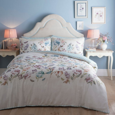Portia Bird & Floral Print 100% Cotton Multicoloured Duvet Covet Set