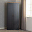 Portland 2 Door Wardrobe - L53.5 x W80 x H187.5 cm - Grey/Oak Effect