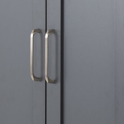 Portland 3 Door Wardrobe in Grey with Oak Effect Finish