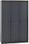 Portland 3 Door Wardrobe - L53.5 x W119.5 x H187.5 cm - Grey/Oak Effect